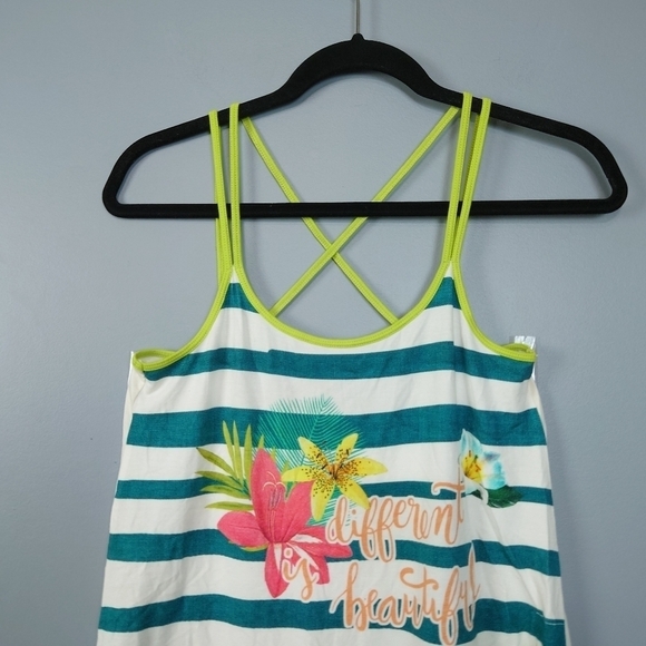 Desigual Multi-Colored Floral/Striped Strappy Back Tank Top Size Small - Picture 3 of 9